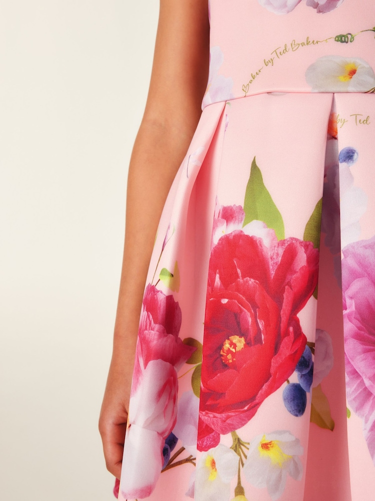 Baker by Ted Baker Apricot Orange Floral Scuba Dress - Image 7 of 11