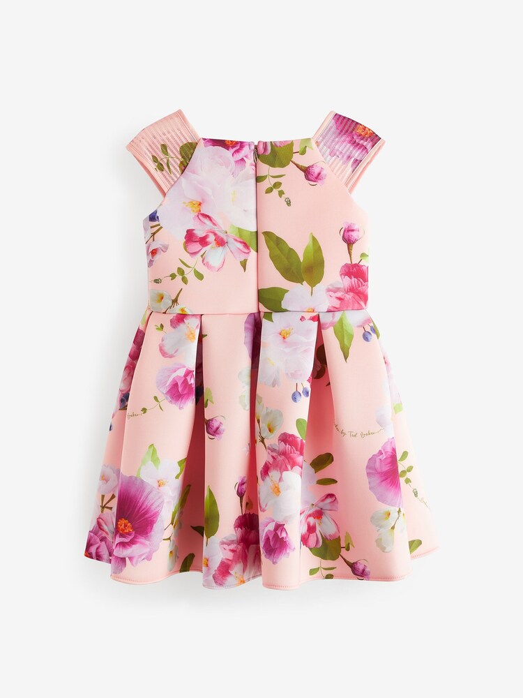 Baker by Ted Baker Apricot Orange Floral Scuba Dress - Image 9 of 11