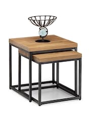Julian Bowen Oak Brooklyn Nesting Lamp Tables - Image 1 of 4