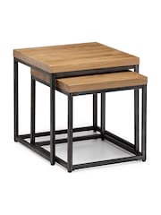 Julian Bowen Oak Brooklyn Nesting Lamp Tables - Image 2 of 4