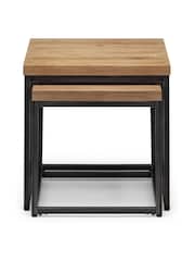 Julian Bowen Oak Brooklyn Nesting Lamp Tables - Image 3 of 4