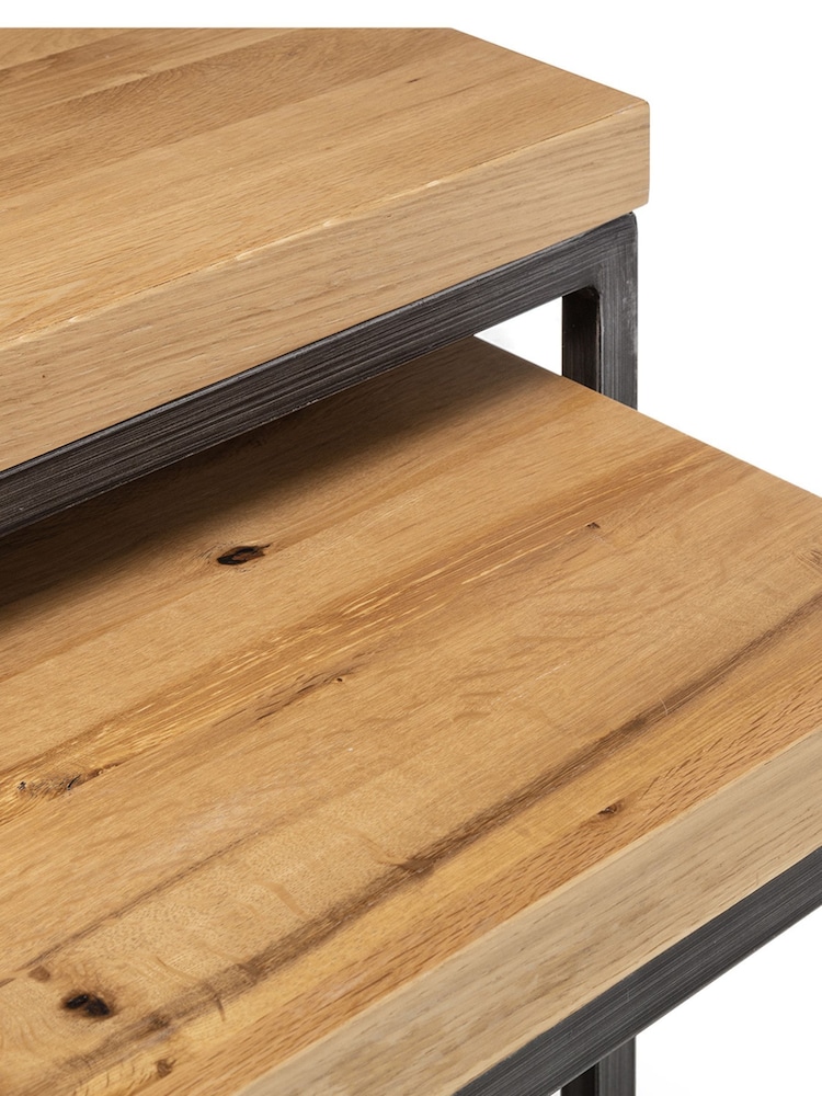 Julian Bowen Oak Brooklyn Nesting Lamp Tables - Image 5 of 5