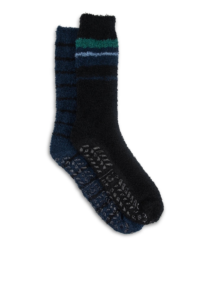Totes Blue Super Soft Cosy Slipper-Sox Socks 2 pack - Image 1 of 8 Totes Blue Super Soft Cosy Slipper-Sox Socks 2 pack - Image 1 of 8