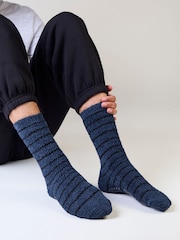 Totes Blue Super Soft Cosy Slipper-Sox Socks 2 pack - Image 3 of 8