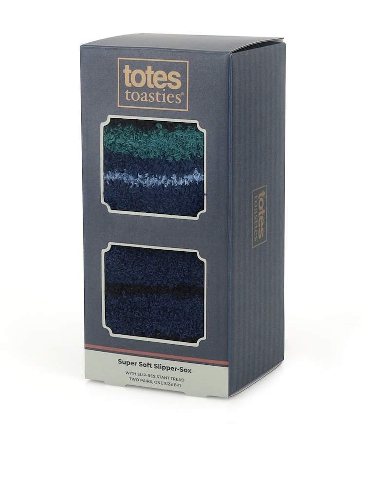 Totes Blue Super Soft Cosy Slipper-Sox Socks 2 pack - Image 8 of 8 Totes Blue Super Soft Cosy Slipper-Sox Socks 2 pack - Image 8 of 8