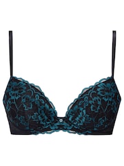 Ann Summers Black/Teal Plunge Padded Sexy Lace Bra - Image 5 of 5