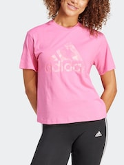 adidas Pink 100% Cotton Sportswear Floral Graphic Big Logo T-Shirt - Image 2 of 7