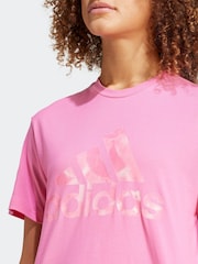 adidas Pink 100% Cotton Sportswear Floral Graphic Big Logo T-Shirt - Image 5 of 7