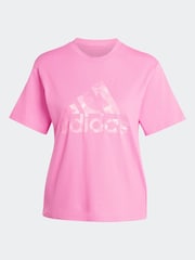 adidas Pink 100% Cotton Sportswear Floral Graphic Big Logo T-Shirt - Image 7 of 7