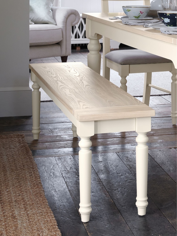Laura Ashley White Dorset Dining Bench - Image 1 of 6