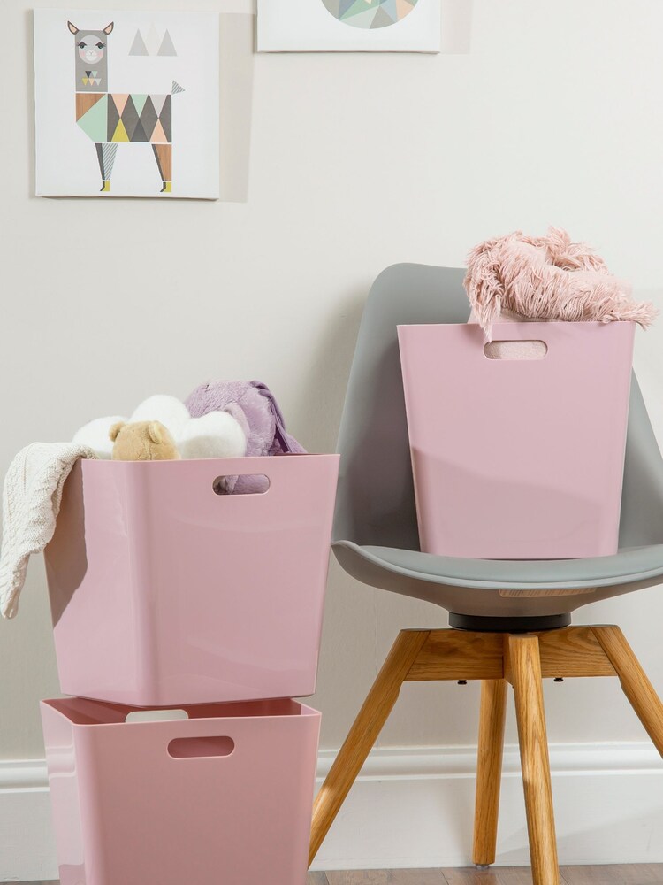 Wham Set of 3 Pink Large Cube Plastic Storage Baskets - Image 1 of 4 Wham Set of 3 Pink Large Cube Plastic Storage Baskets - Image 1 of 4