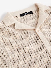 Neutral Crochet Stripe Short Sleeved Polo Shirt (3-16yrs) - Image 7 of 7
