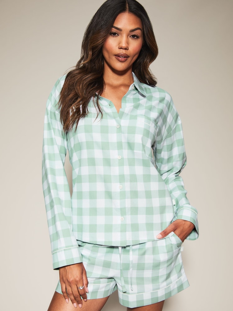 Knickerbox Green Gingham Shirt & Short Pyjamas Set - Image 4 of 4 Knickerbox Green Gingham Shirt & Short Pyjamas Set - Image 4 of 4