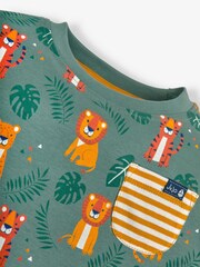 JoJo Maman Bébé Khaki Big Cats Print Pocket T-Shirt - Image 5 of 5