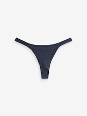 self. Navy Blue/ Grey/ Cream Thong Cotton Rich Knickers 3 Pack - Image 8 of 11