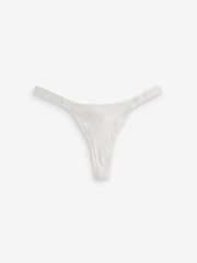 self. Navy Blue/ Grey/ Cream Thong Cotton Rich Knickers 3 Pack - Image 9 of 11