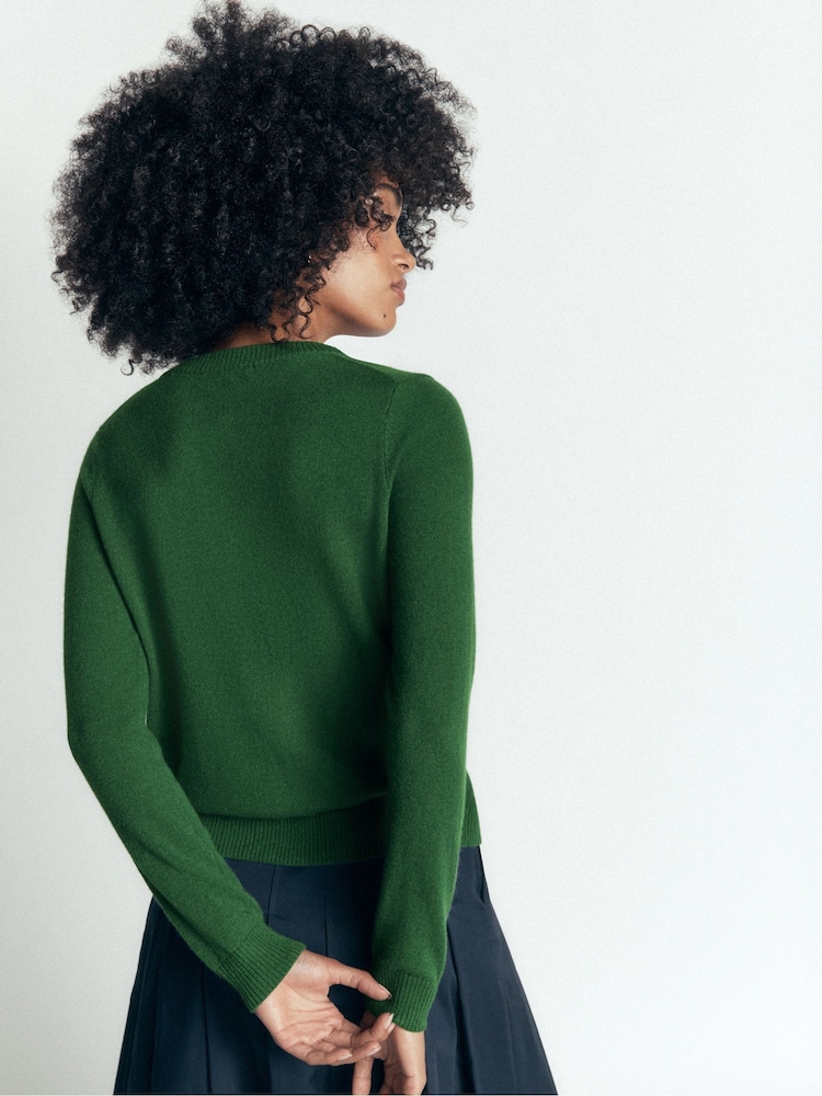 Boden Green Elsie Cashmere Crew Cardigan - Image 2 of 5 Boden Green Elsie Cashmere Crew Cardigan - Image 2 of 5