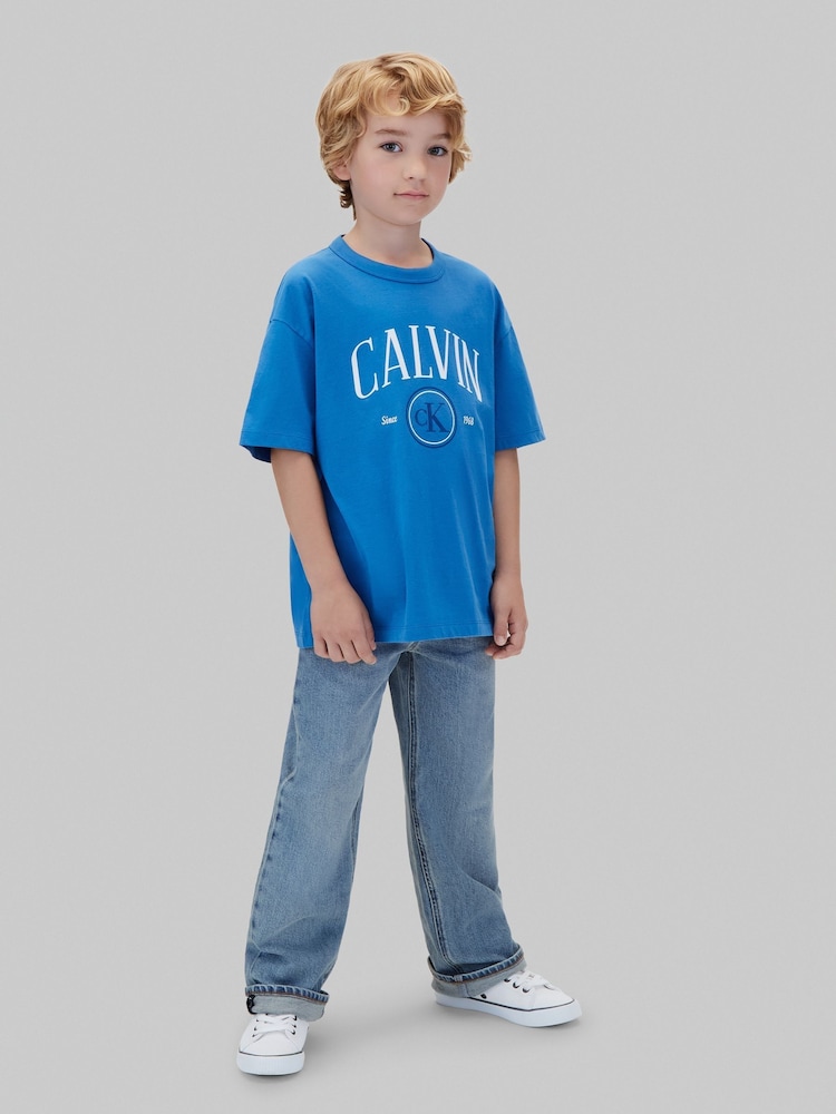 Calvin Klein Blue Graphic Logo T-Shirt - Image 2 of 6