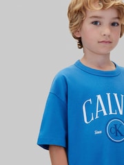 Calvin Klein Blue Graphic Logo T-Shirt - Image 4 of 6