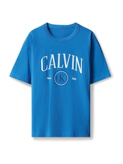Calvin Klein Blue Graphic Logo T-Shirt - Image 6 of 6