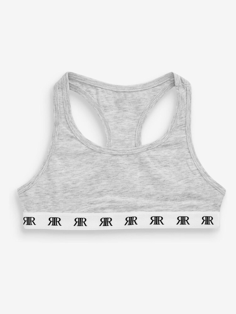 River Island Grey Monogram Waistband Racer Crop Tops 3 Pack - Image 2 of 2