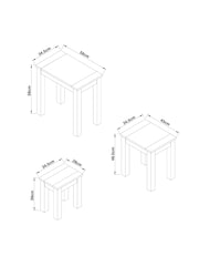 Cream Malvern Oak Effect Rectangle Set of 3 Nest of Tables - Image 3 of 8