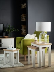 Cream Malvern Oak Effect Rectangle Set of 3 Nest of Tables - Image 4 of 8