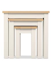 Cream Malvern Oak Effect Rectangle Set of 3 Nest of Tables - Image 5 of 8
