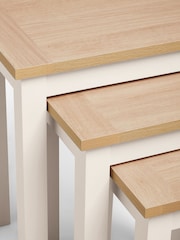 Cream Malvern Oak Effect Rectangle Set of 3 Nest of Tables - Image 9 of 11