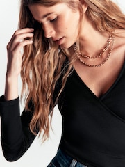 Boden Black Ruched Long Sleeve Wrap Top - Image 2 of 6