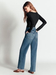Boden Black Ruched Long Sleeve Wrap Top - Image 3 of 6