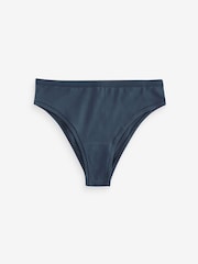 self. Navy Blue/Grey/Cream High Rise High Leg Cotton Rich Knickers 3 Pack - Image 10 of 10