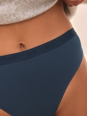 self. Navy Blue/Grey/Cream High Rise High Leg Cotton Rich Knickers 3 Pack - Image 6 of 10