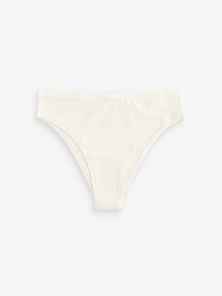 self. Navy Blue/Grey/Cream High Rise High Leg Cotton Rich Knickers 3 Pack - Image 9 of 10
