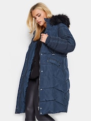 PixieGirl Petite Blue Faux Fur Trim Padded Coat - Image 1 of 4