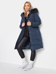 PixieGirl Petite Blue Faux Fur Trim Padded Coat - Image 2 of 4