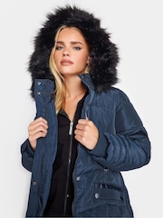 PixieGirl Petite Blue Faux Fur Trim Padded Coat - Image 4 of 4