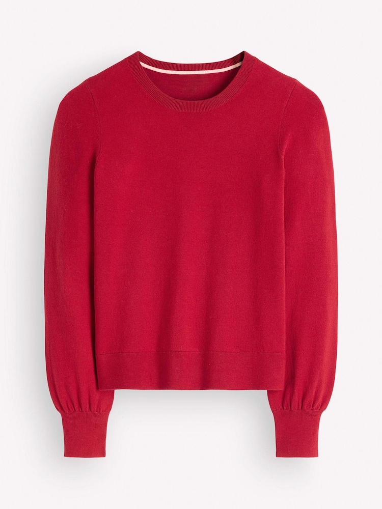 Boden Red Camilla Cotton Crew Jumper - Image 1 of 1 Boden Red Camilla Cotton Crew Jumper - Image 1 of 1