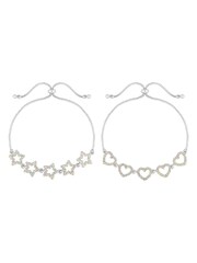 Lipsy Jewellery Silver Tone Aurora Borealis Star And Heart 2 Pack Toggle Gift Boxed Bracelet - Image 3 of 4