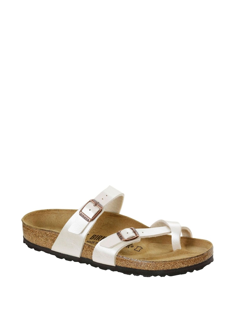 Birkenstock Pearl White Mayari Birko Flor Sandals - Image 6 of 7