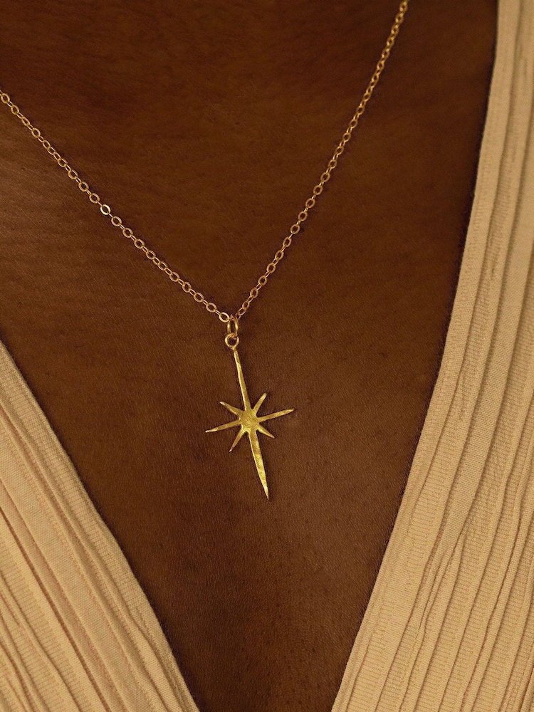 Ottoman Hands Gold Tone Northern Star Necklace - Image 1 of 6 Ottoman Hands Gold Tone Northern Star Necklace - Image 1 of 6
