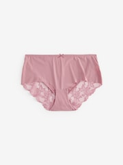 Mauve Purple Spot Print/Black/Pink Midi No VPL Lace Back Briefs 3 Pack - Image 10 of 10