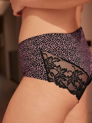 Mauve Purple Spot Print/Black/Pink Midi No VPL Lace Back Briefs 3 Pack - Image 6 of 10