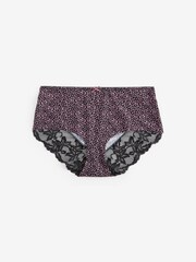 Mauve Purple Spot Print/Black/Pink Midi No VPL Lace Back Briefs 3 Pack - Image 9 of 10
