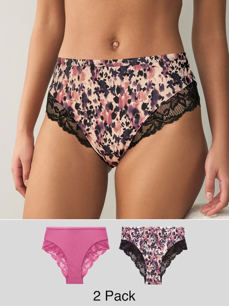 Animal Print/Rosenpink - Slip mit Spitzenbesatz - Bild 1 von 6 Animal Print/Rosenpink - Slip mit Spitzenbesatz - Bild 1 von 6