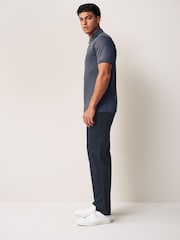Navy Blue Straight Fit 100% Cotton Chino Trousers - Image 4 of 10