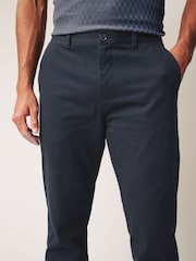 Navy Blue Straight Fit 100% Cotton Chino Trousers - Image 5 of 10