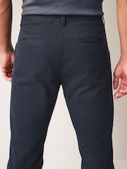 Navy Blue Straight Fit 100% Cotton Chino Trousers - Image 6 of 10