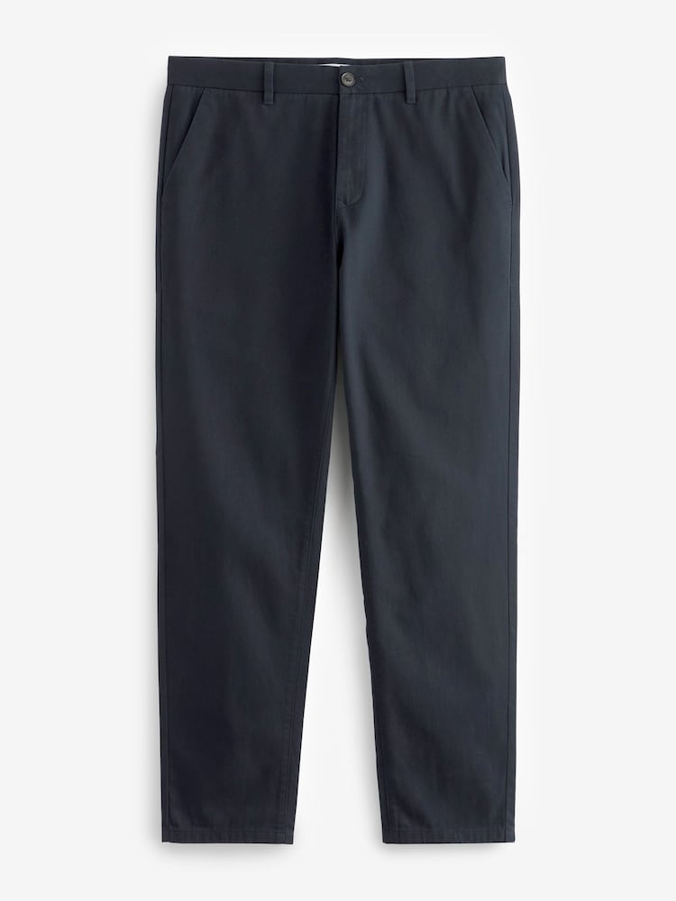 Navy Blue Straight Fit 100% Cotton Chino Trousers - Image 7 of 10
