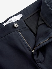 Navy Blue Straight Fit 100% Cotton Chino Trousers - Image 8 of 10